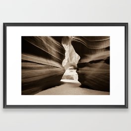 Shadows and Textures - Antelope Canyon Sepia Framed Art Print