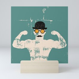 a cool strong man with a mustache Mini Art Print