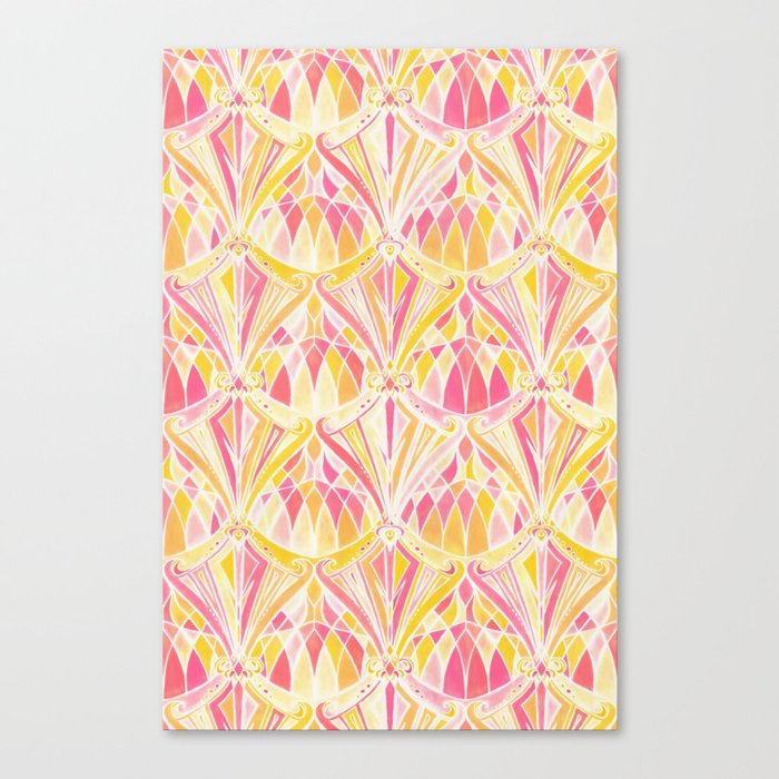 Art Deco Pattern in Pink and Orange Canvas Print