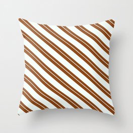 [ Thumbnail: Brown and Mint Cream Colored Lines Pattern Throw Pillow ]