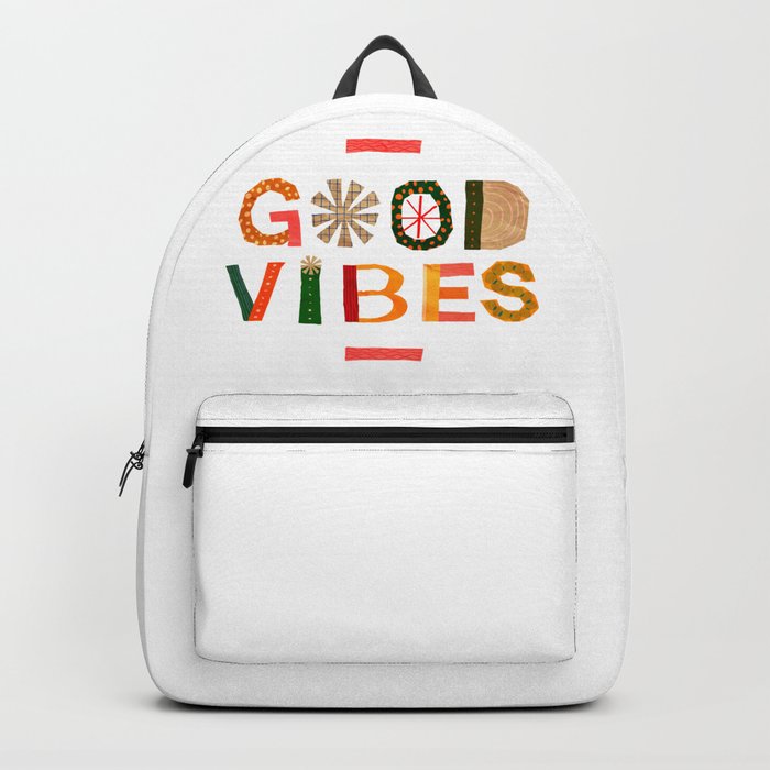 Good Vibration paper collage. Summer gifts. Backpack
