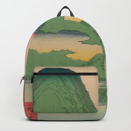 Mountain and Sea Ukiyoe Landscape Backpack | Graphic Design, Painting, Illustration, Oil, Pop Art, Art, Japanese, Flower, Purple, Old 