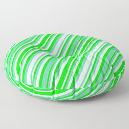[ Thumbnail: Lime, Aquamarine, and Light Cyan Colored Lines Pattern Floor Pillow ]