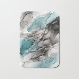 Smoky Grays and Green Abstract Flow Bath Mat