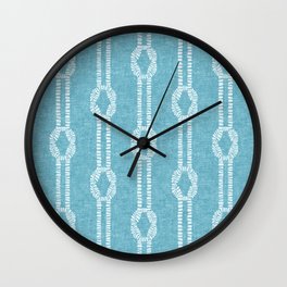 nautical square knots - summer blue Wall Clock