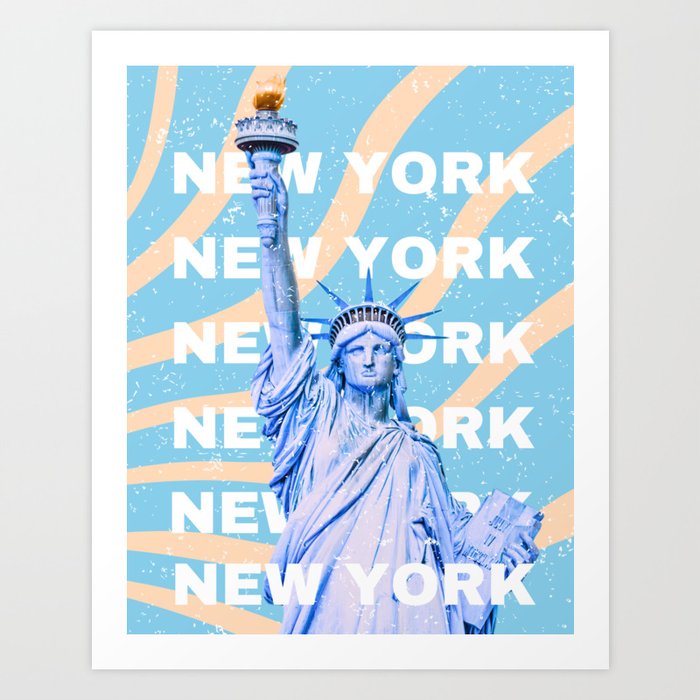 Statue of Liberty, New York, Travel Art, *Preppy, Blue Art Print