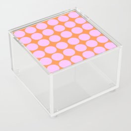 Retro Modern Pink On Orange Polka Dots Acrylic Box