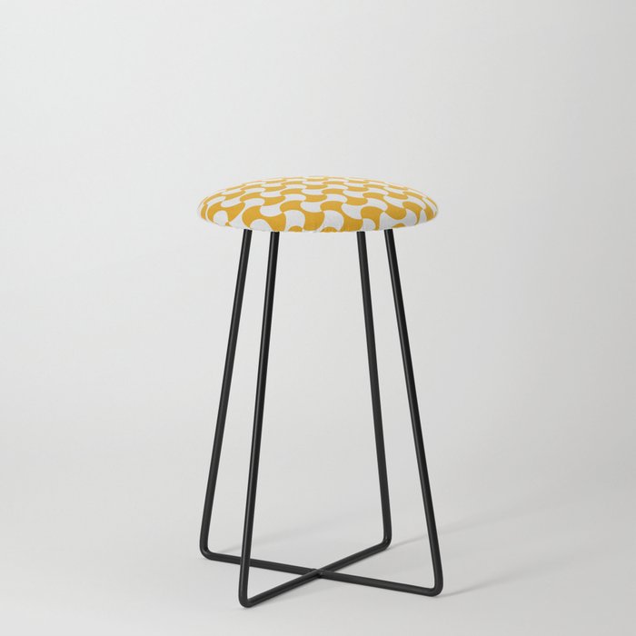 Yellow and white mid century mcm geometric modernism Counter Stool