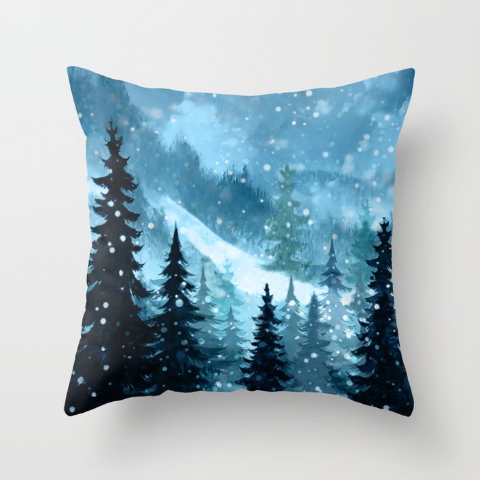 Winter Night Throw Pillow