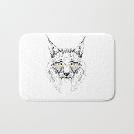 Lynx pardinus (black stroke version for t-shirts) Bath Mat