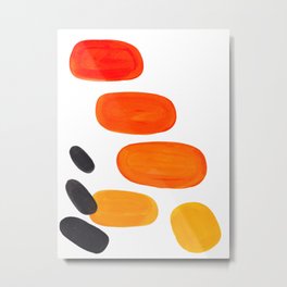 Mid Century Modern Colorful Minimal Pop Art Yellow Orange Ombre Rainbow Gradient Pebble Ovals Metal Print