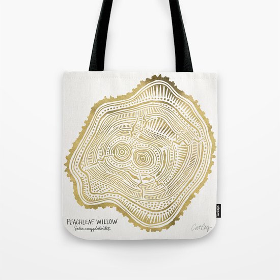 Peachleaf Willow – Gold Tree Rings Tote Bag