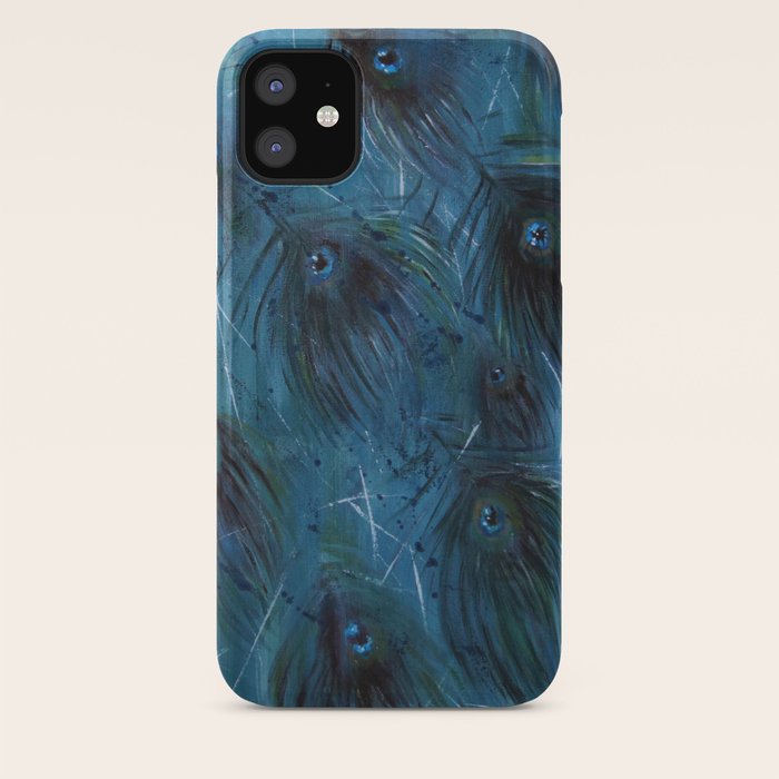 Peacock Feathers Acrylic Painting Iphone Case By Linneal Society6