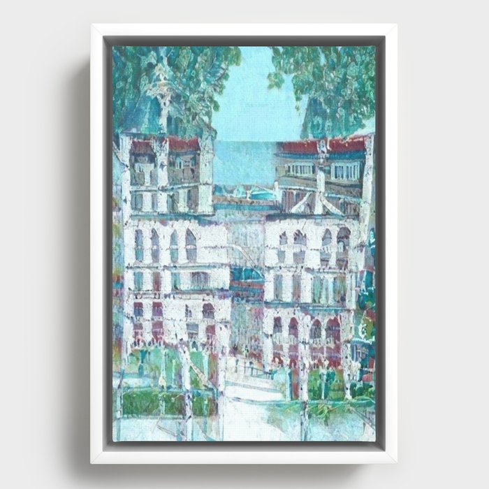 The White Houses On The Hill  Framed Canvas