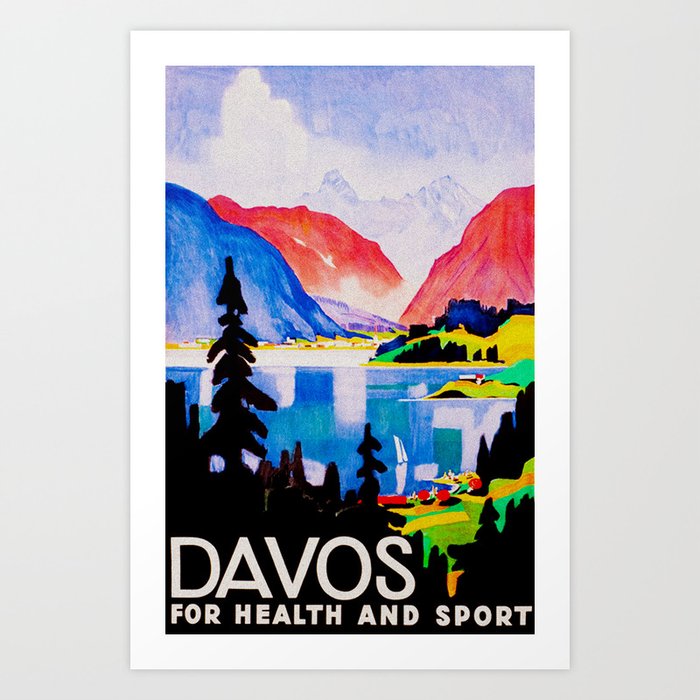 Davos Switzerland - Vintage Travel Art Print