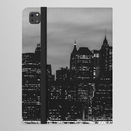 New York City Manhattan skyline at night black and white iPad Folio Case