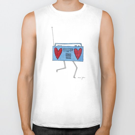 boombox with hearts Biker Tank