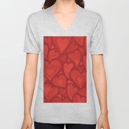 Hearts - Textured V Neck T Shirt
