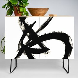 Brushstroke 3 - a simple black and white ink design Credenza
