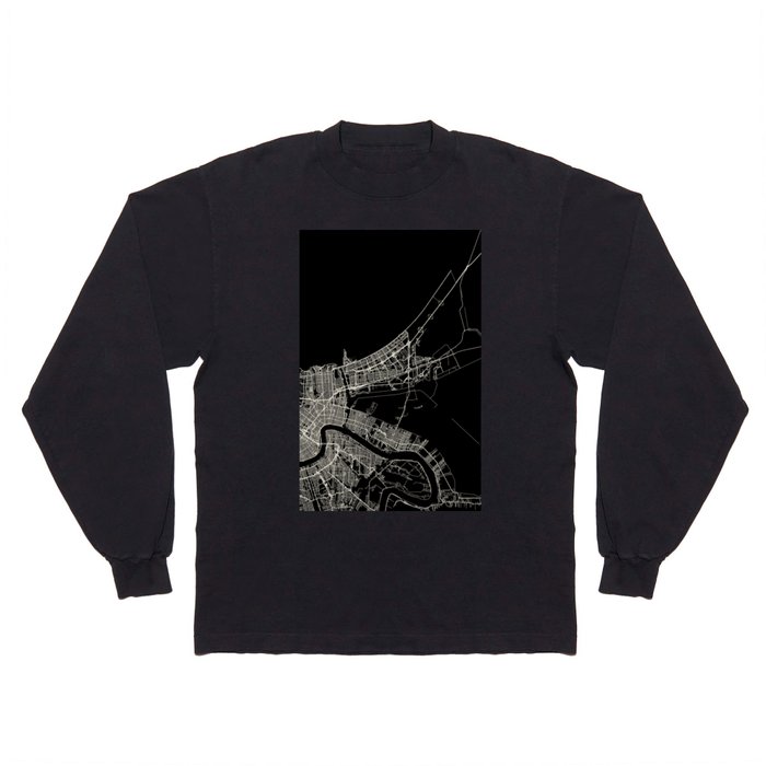 New Orleans City Map - Minimal Aesthetic Long Sleeve T Shirt