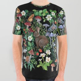 Rabbit and Strawberry Garden All Over Graphic Tee