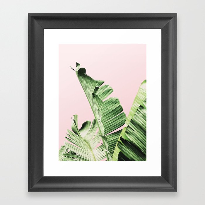 Banana Leaf on pink Framed Art Print