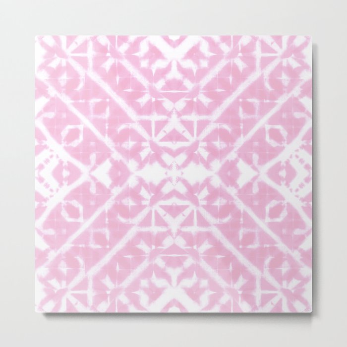 Pink and white diamond shibori tie-dye Metal Print