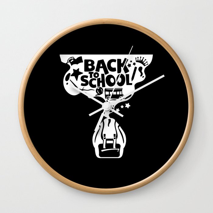 Back To School Cool Illustration Children Wall Clock