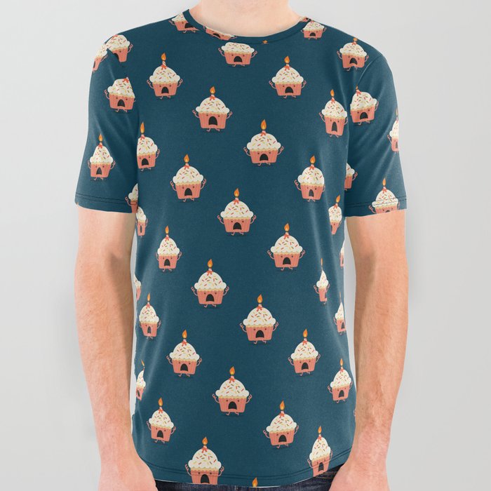 Cupcake on fire All Over Graphic Tee
