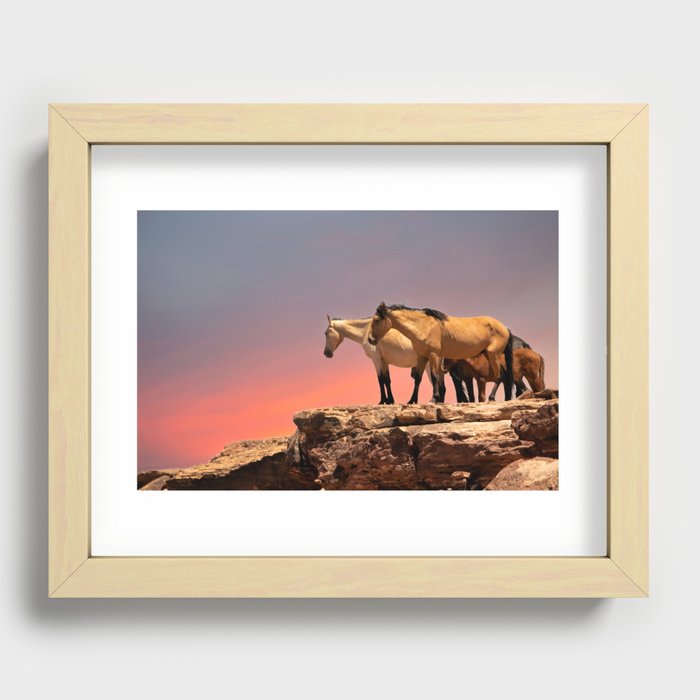 Horses on the Ledge Recessed Framed Print