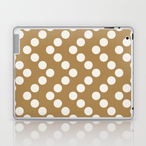 Retro Geometric Polka Dots Zigzag on Gold Brown Laptop & iPad Skin