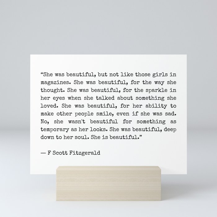 She Was Beautiful - F. Scott Fitzgerald Mini Art Print
