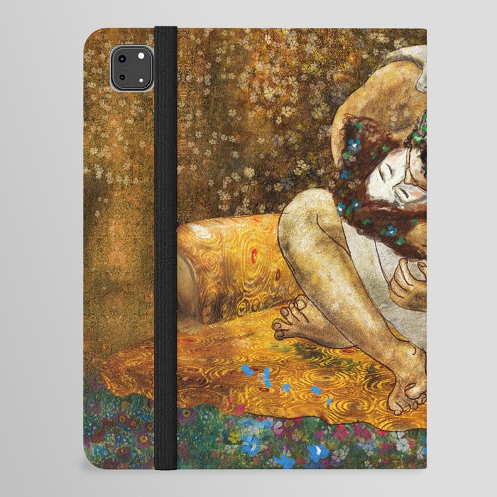 The kiss, part II, Gustav Klimt lovers portrait iPad Folio Case