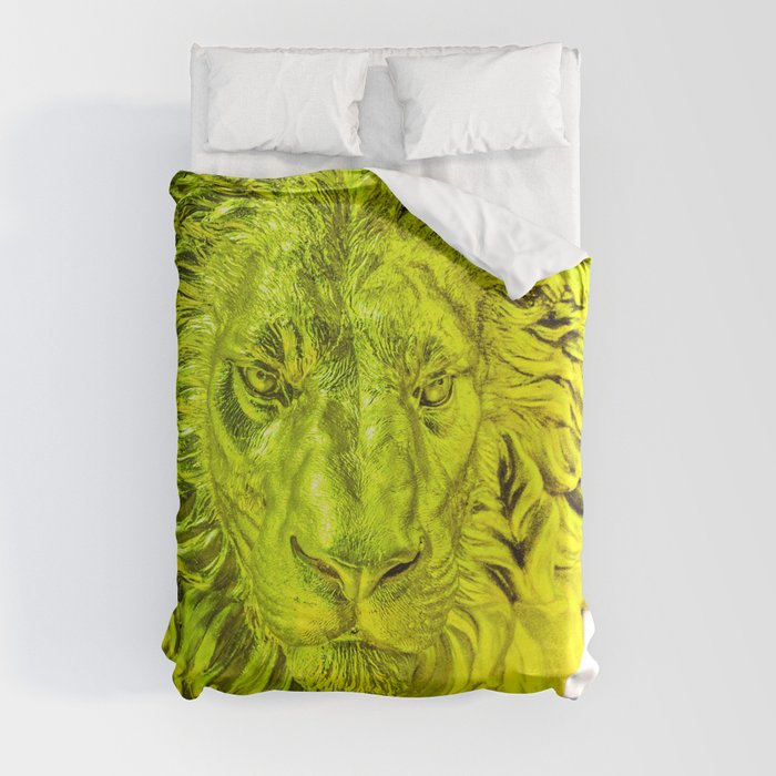 Golden Majestic Lion's Head Duvet Cover