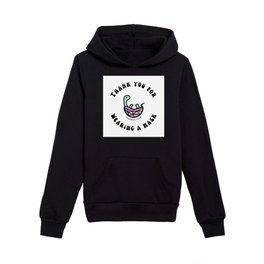 "Thank You For Wearing A Mask" Turtle - White Kids Pullover Hoodie