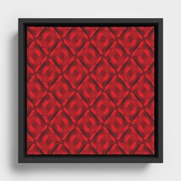 A red-black pattern of rhombuses connected by quatrefoils and a black middle. Framed Canvas