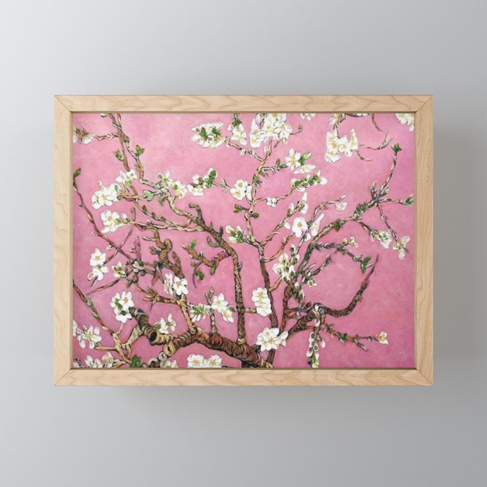 Vincent van Gogh Blossoming Almond Tree (Almond Blossoms) Pink Sky Framed Mini Art Print