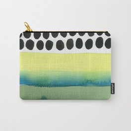 Yellow Aqua Black and White Watercolor Abstract Polka Dots and Ombre Carry-All Pouch