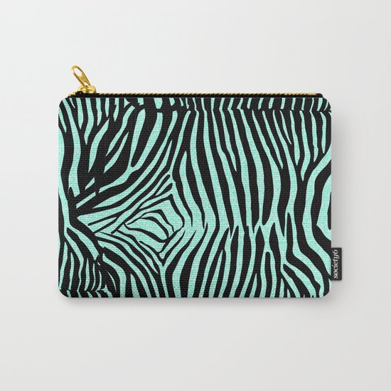 Blue & Black Glitter Zebra Print Carry-All Pouch
