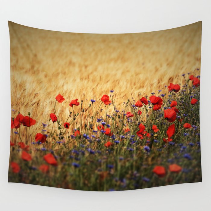 Peaceful Poppies, Cornflowers and Wheat Wall Tapestry