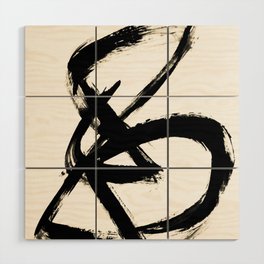 Brushstroke 3 - a simple black and white ink design Wood Wall Art
