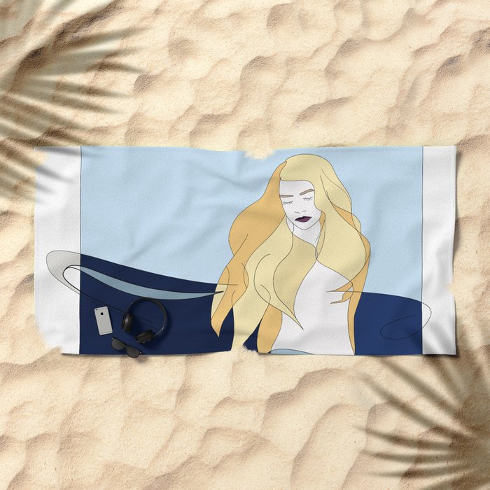 Naiades Goddess Of The Sea Naked Woman Blonde Hair Drawing Beach