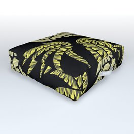 Hawaiian Golden Palm Leaves Paradise On Black  Outdoor Floor Cushion