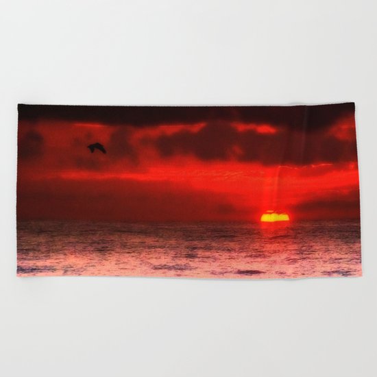 Pelican at Sunrise Beach Towel