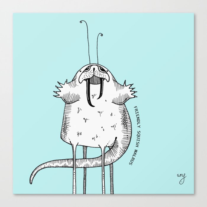 Cute monsters - the Friendly Squish Walrus Canvas Print