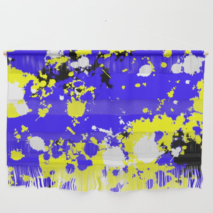 Ukraine Artwork Series - Blue And Yellow Splatter Art Wall Hanging