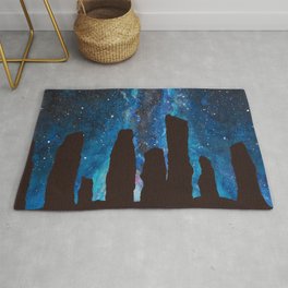 Outlander Craigh Na Dun Standing Stones Watercolor Painting with milky way galaxy Area & Throw Rug
