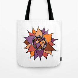 Purple & Orange Abstract Flower Tote Bag
