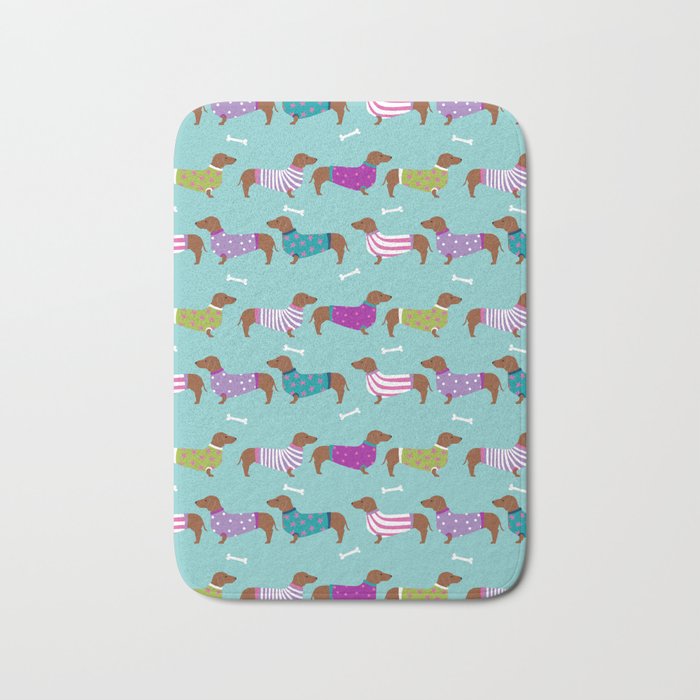 Dachshund sweaters cute gifts for dog lover pet friendly dog breed dachsie doxie dogs Bath Mat