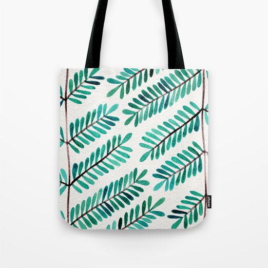 Turquoise Leaflets Tote Bag